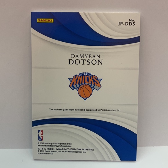 2018-19 Panini Jersey Numbers Damyean Dotson 19/22 #JP-DDS (MISC10) - Picture 2 of 2